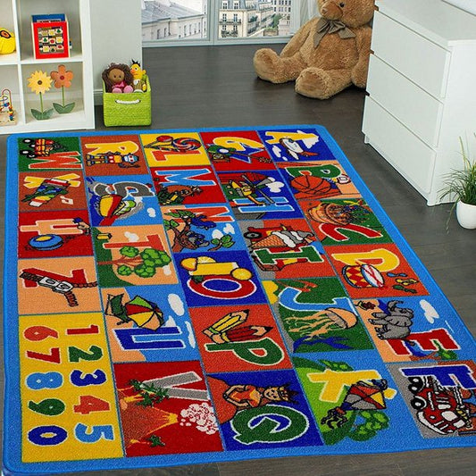 Kids Rug ABC-1 Numbers Area Rug 5x7 (Approx : 4'11" X 6' 10") Non Slip Gel Backing