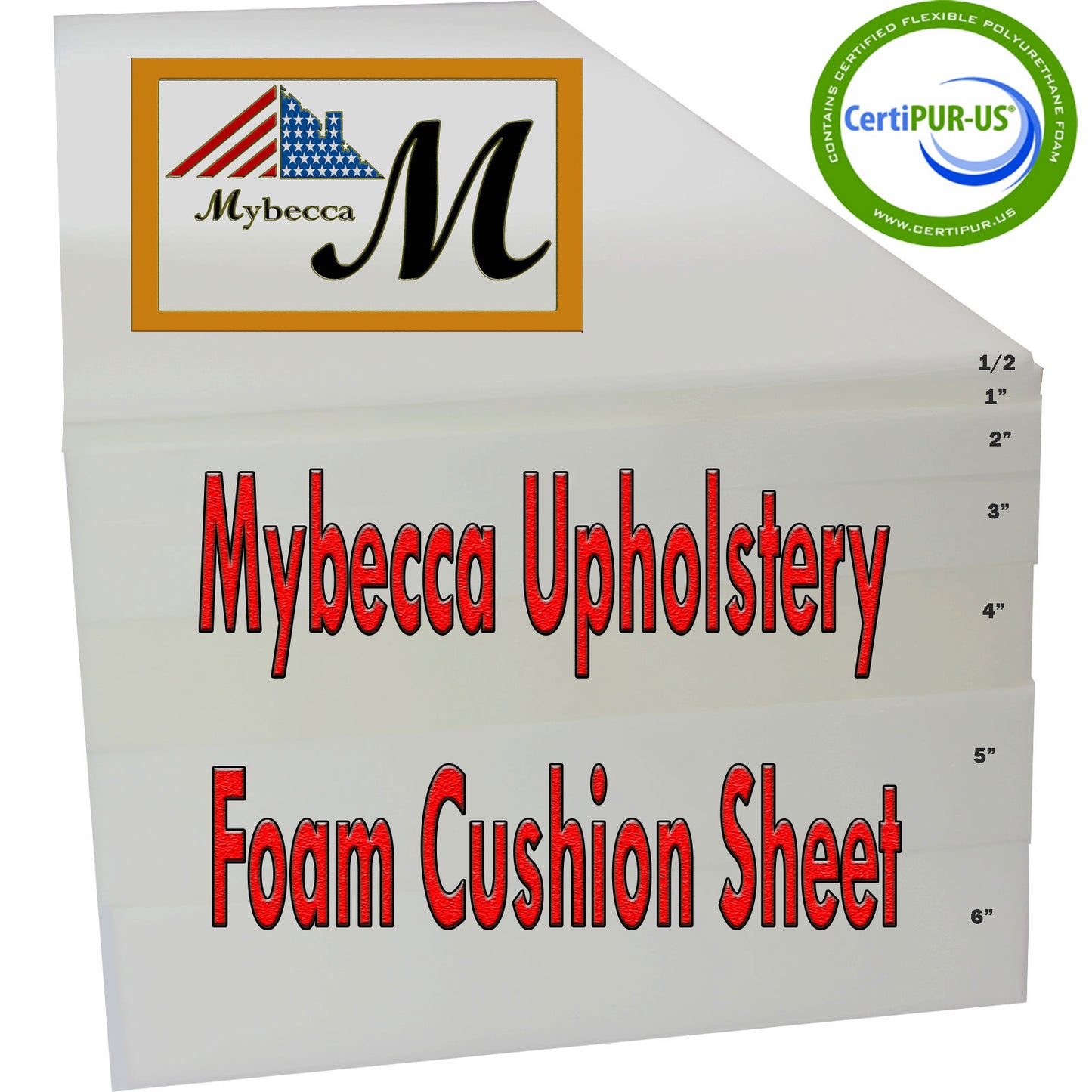 Mybecca 5" x 18"x 18" Upholstery Foam Cushion High Density (Seat Replacement, Upholstery Sheet, Foam Padding)