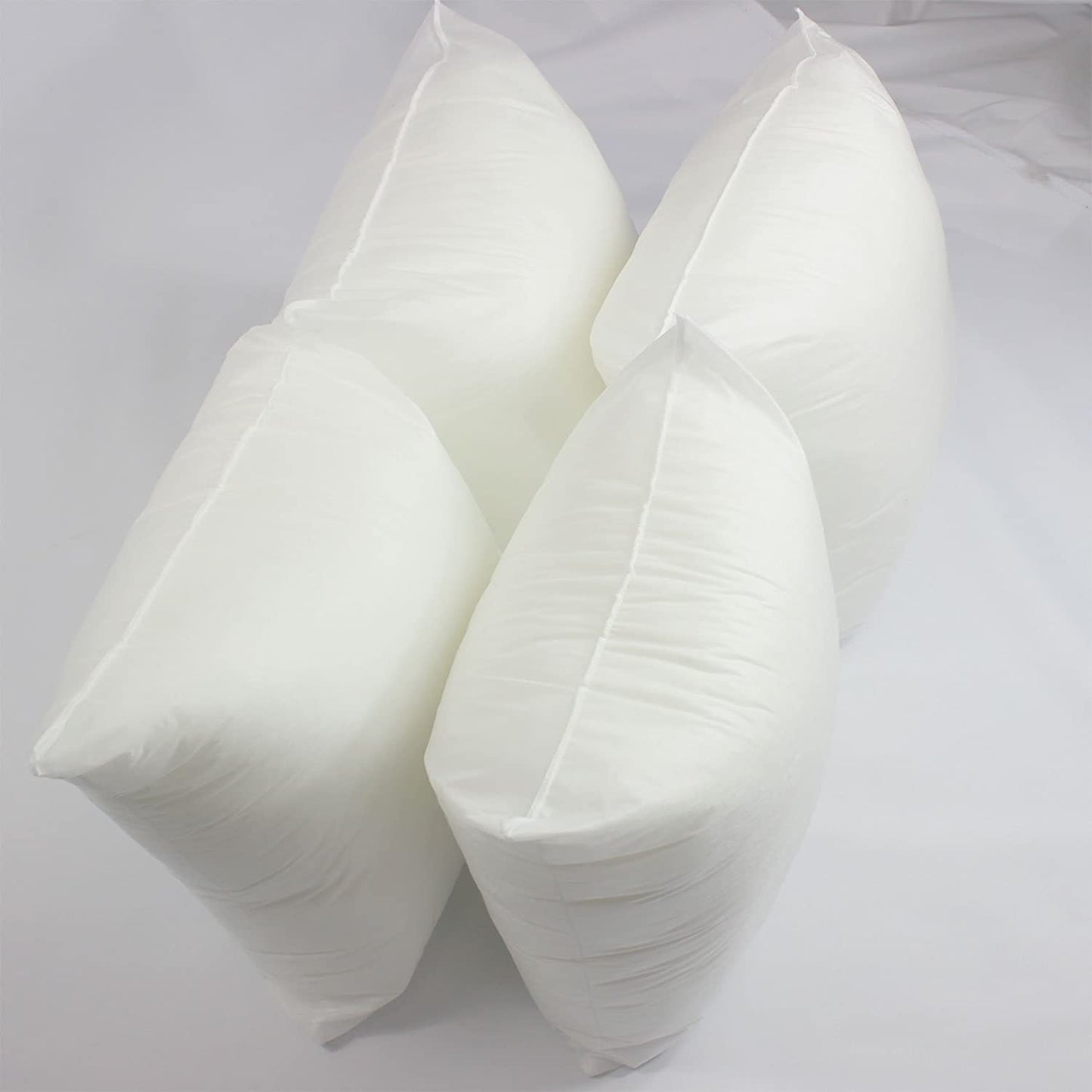 Mybecca 4 Pack Premium Hypoallergenic Stuffer Pillow Insert Sham Square Form Polyester, Standard/White 18" x 18"