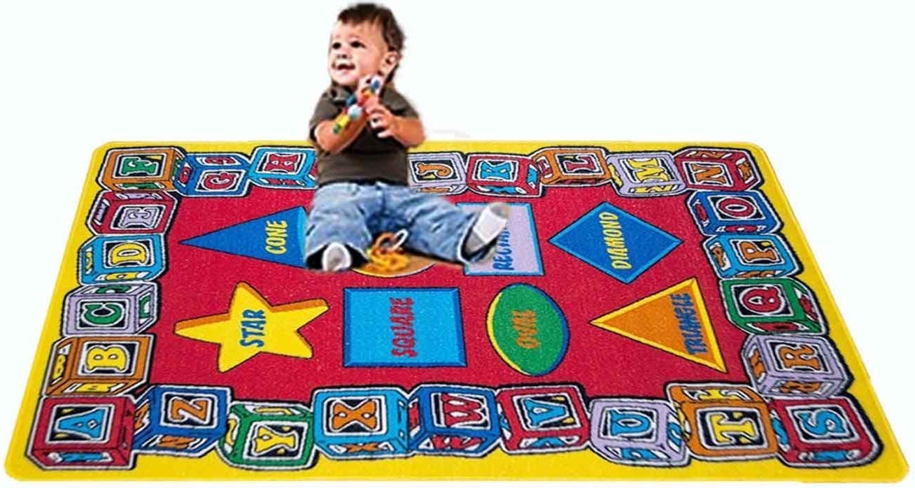 Kids Rug ABC Shape Area Rug 5x7 (Approx : 4'11" X 6' 10") Non Slip Gel Backing