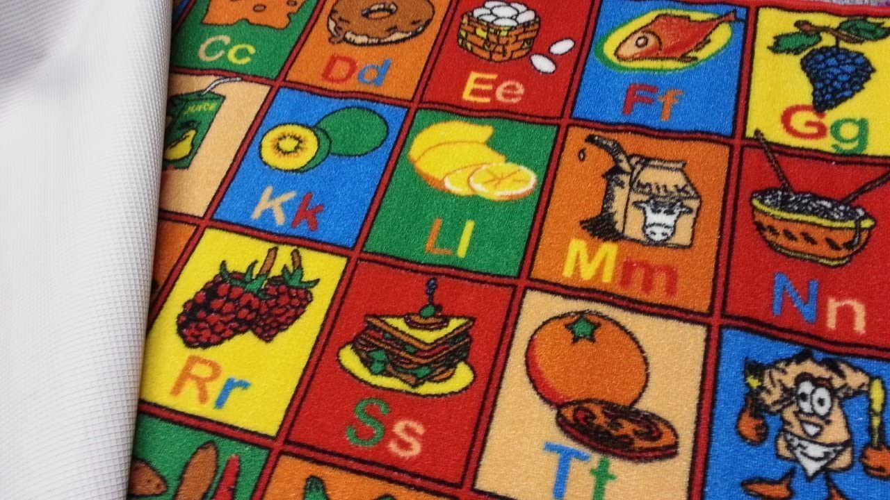 Kids Rug ABC Fruit Area Rug 5x7 (Approx : 4'11" X 6' 10") Non Slip Gel Backing