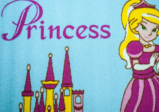 Kids Rug Princess and Castle Map Area Rug 5x7 (Approx : 4'11" X 6' 10") Non Slip Gel Backing